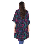 Triangle Ethnic Navajo Pattern Print Open Front Beach Cover Up