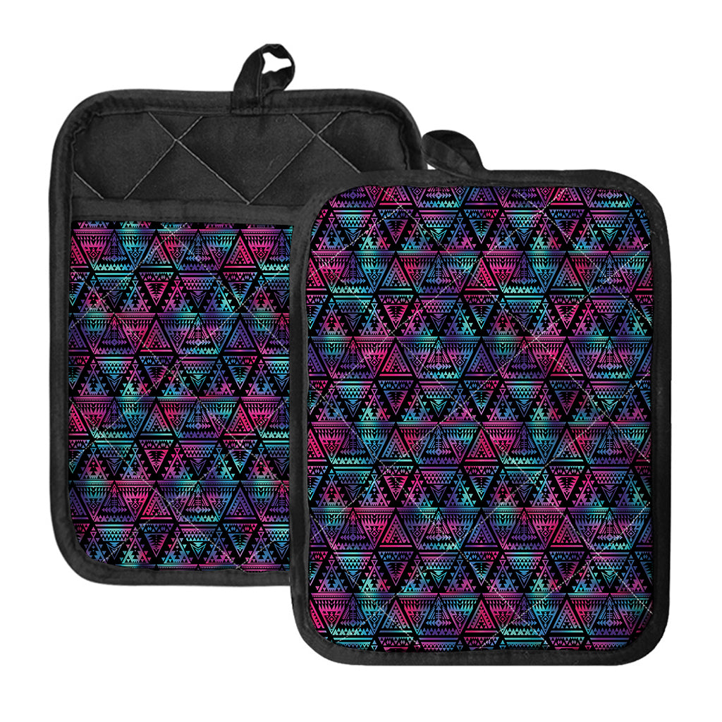 Triangle Ethnic Navajo Pattern Print Pot Holders With Pocket