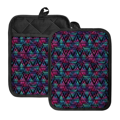 Triangle Ethnic Navajo Pattern Print Pot Holders With Pocket