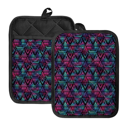 Triangle Ethnic Navajo Pattern Print Pot Holders With Pocket