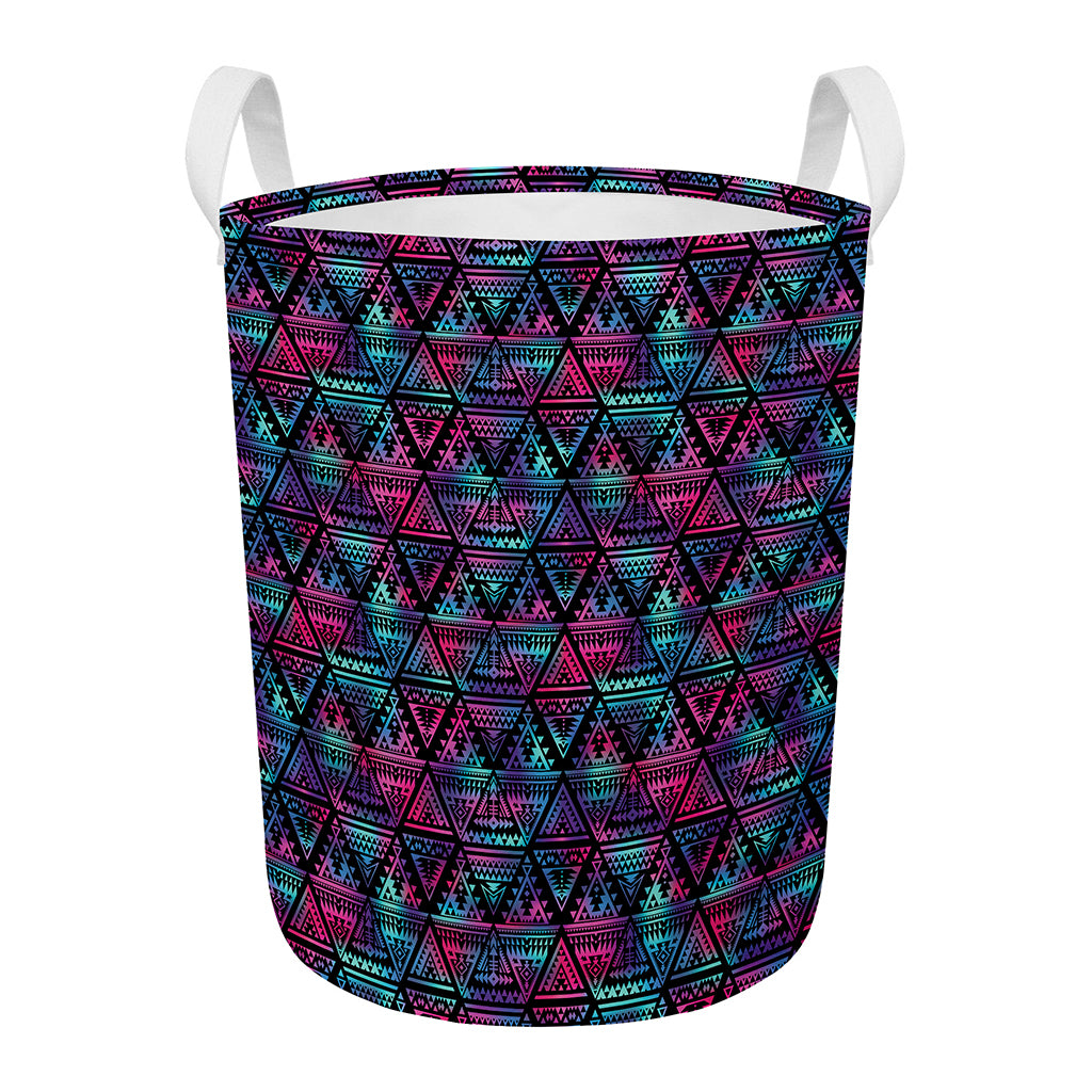 Triangle Ethnic Navajo Pattern Print Round Laundry Basket