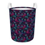 Triangle Ethnic Navajo Pattern Print Round Laundry Basket