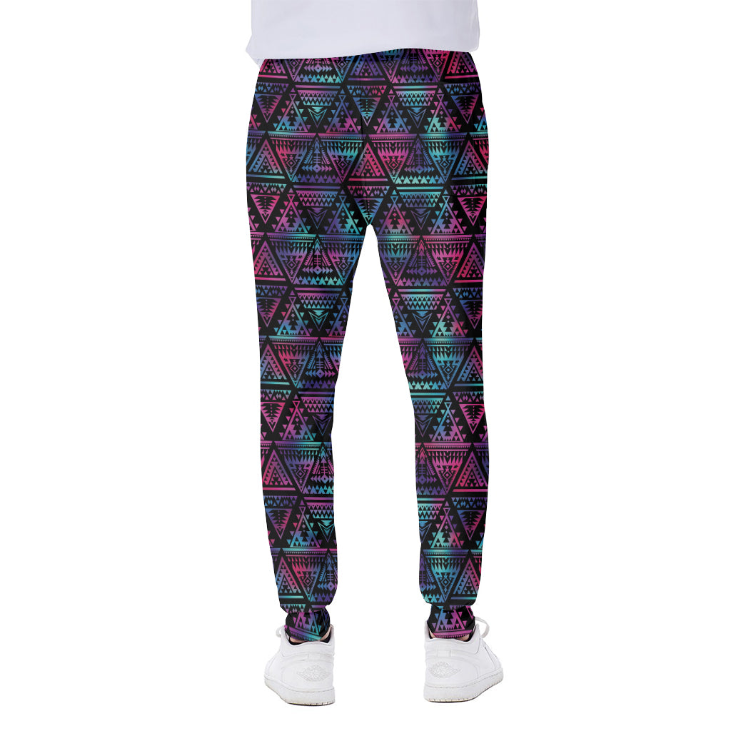 Triangle Ethnic Navajo Pattern Print Scuba Joggers