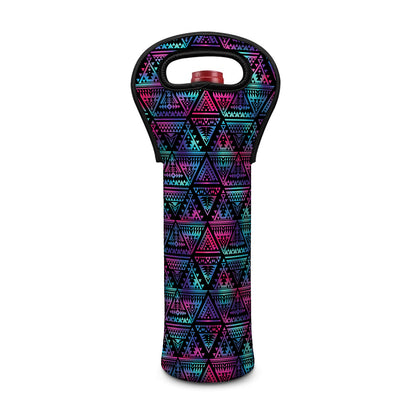 Triangle Ethnic Navajo Pattern Print Single Neoprene Wine Tote