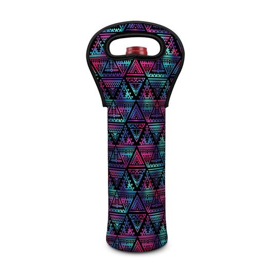 Triangle Ethnic Navajo Pattern Print Single Neoprene Wine Tote