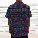Triangle Ethnic Navajo Pattern Print Textured Short Sleeve Shirt