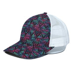 Triangle Ethnic Navajo Pattern Print White Mesh Trucker Cap