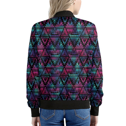 Triangle Ethnic Navajo Pattern Print Women's Bomber Jacket