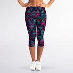Triangle Ethnic Navajo Pattern Print Women's Capri Leggings