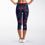 Triangle Ethnic Navajo Pattern Print Women's Capri Leggings