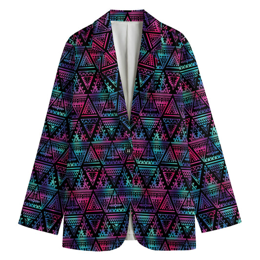 Triangle Ethnic Navajo Pattern Print Women's Cotton Blazer