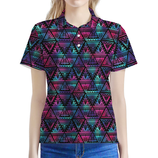 Triangle Ethnic Navajo Pattern Print Women's Polo Shirt