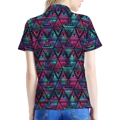 Triangle Ethnic Navajo Pattern Print Women's Polo Shirt
