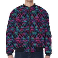 Triangle Ethnic Navajo Pattern Print Zip Sleeve Bomber Jacket