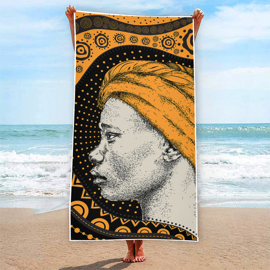 Tribal African Girl Print Beach Towel