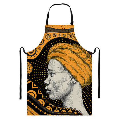 Tribal African Girl Print Bib Apron With Pocket