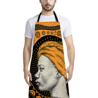 Tribal African Girl Print Bib Apron With Pocket