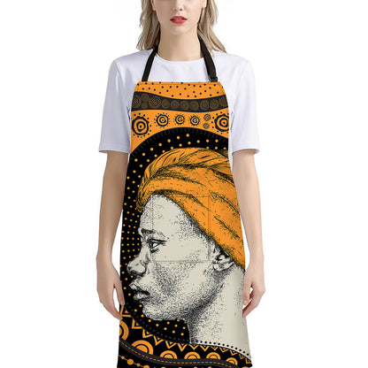 Tribal African Girl Print Bib Apron With Pocket
