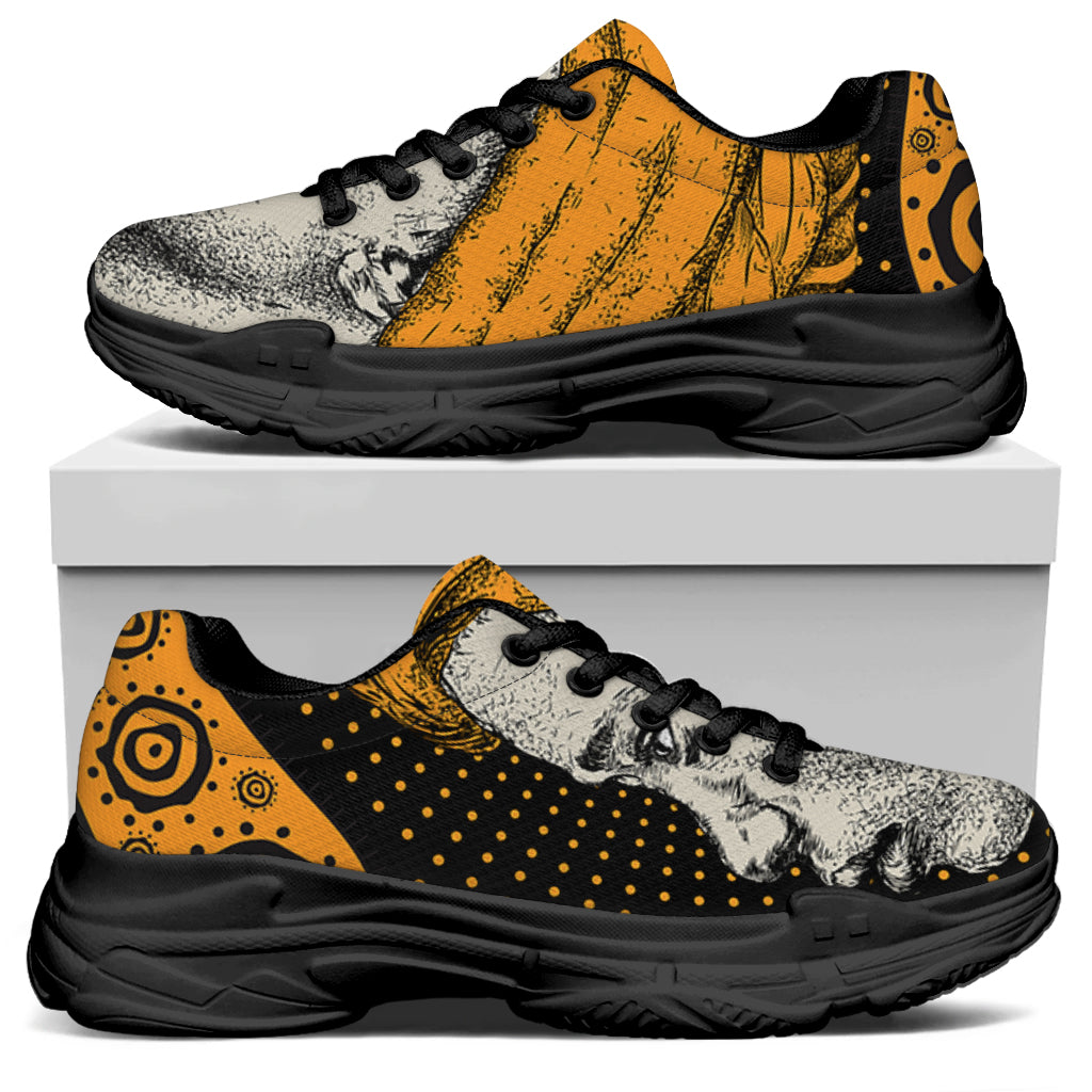 Tribal African Girl Print Black Chunky Shoes