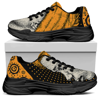 Tribal African Girl Print Black Chunky Shoes