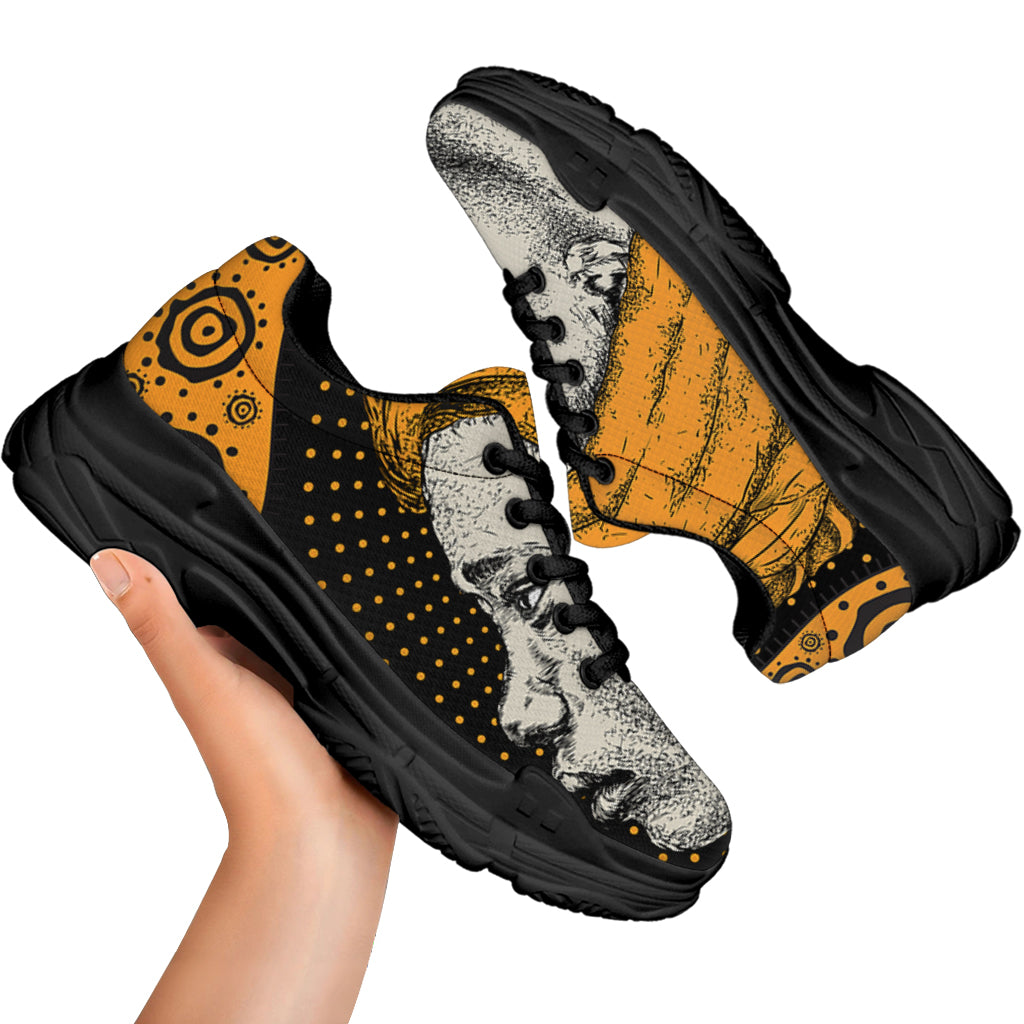 Tribal African Girl Print Black Chunky Shoes