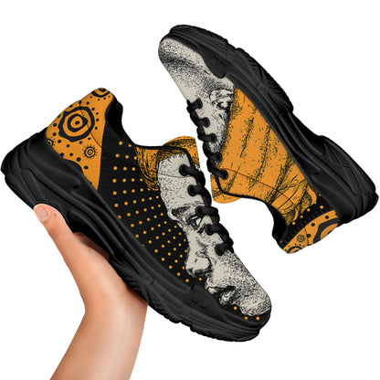 Tribal African Girl Print Black Chunky Shoes