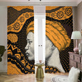 Tribal African Girl Print Dimout Pencil Pleat Curtains