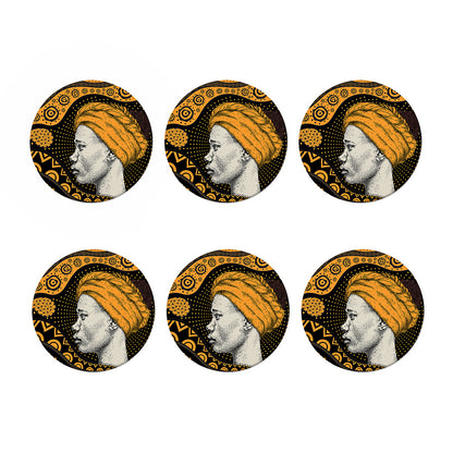 Tribal African Girl Print Coaster Set