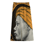 Tribal African Girl Print Cotton Front Slit Maxi Skirt