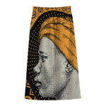 Tribal African Girl Print Cotton Front Slit Maxi Skirt