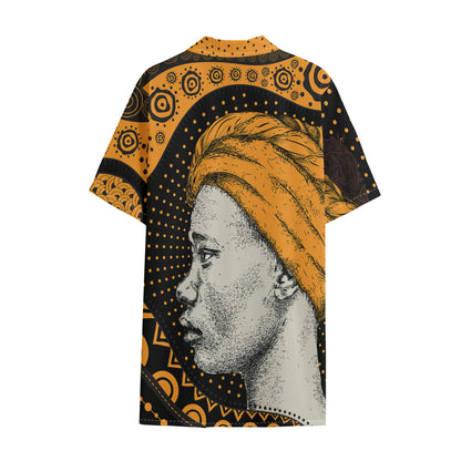 Tribal African Girl Print Cotton Hawaiian Shirt
