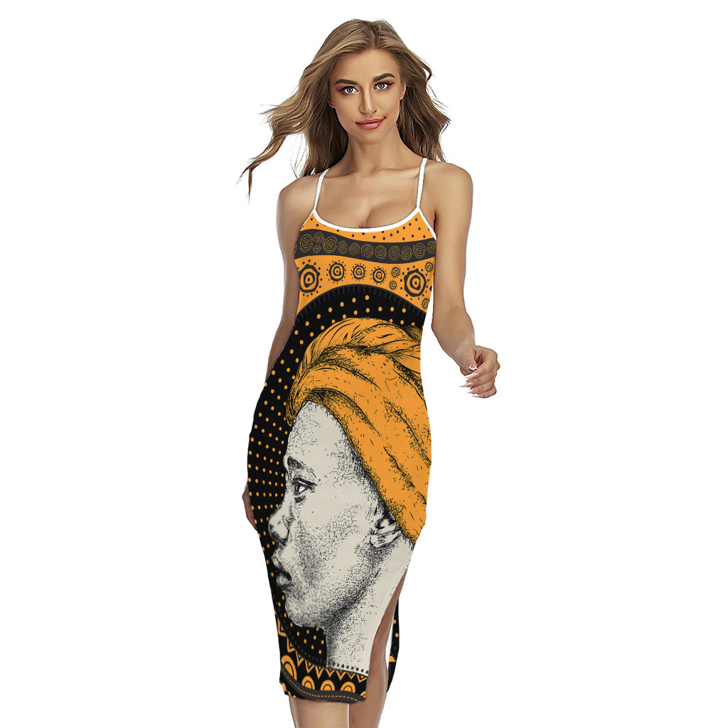 Tribal African Girl Print Cross Back Cami Dress