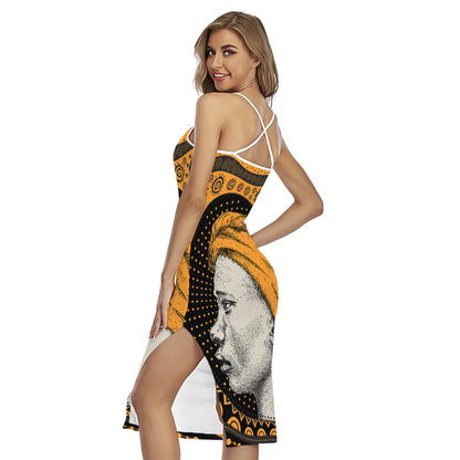 Tribal African Girl Print Cross Back Cami Dress