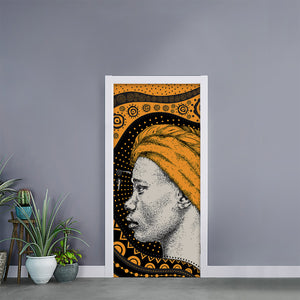 Tribal African Girl Print Door Sticker