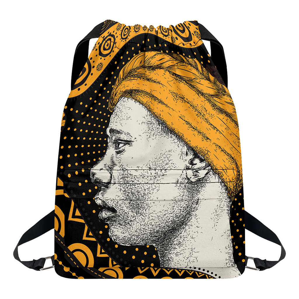 Tribal African Girl Print Drawstring Backpack