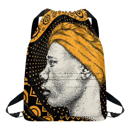 Tribal African Girl Print Drawstring Backpack