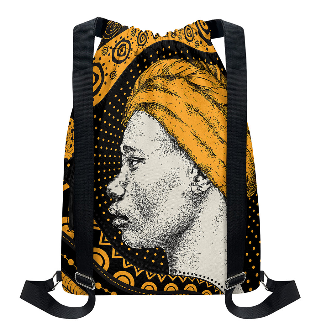 Tribal African Girl Print Drawstring Backpack