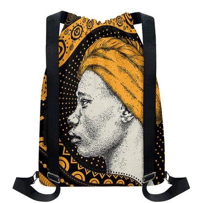 Tribal African Girl Print Drawstring Backpack