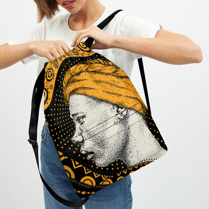 Tribal African Girl Print Drawstring Backpack
