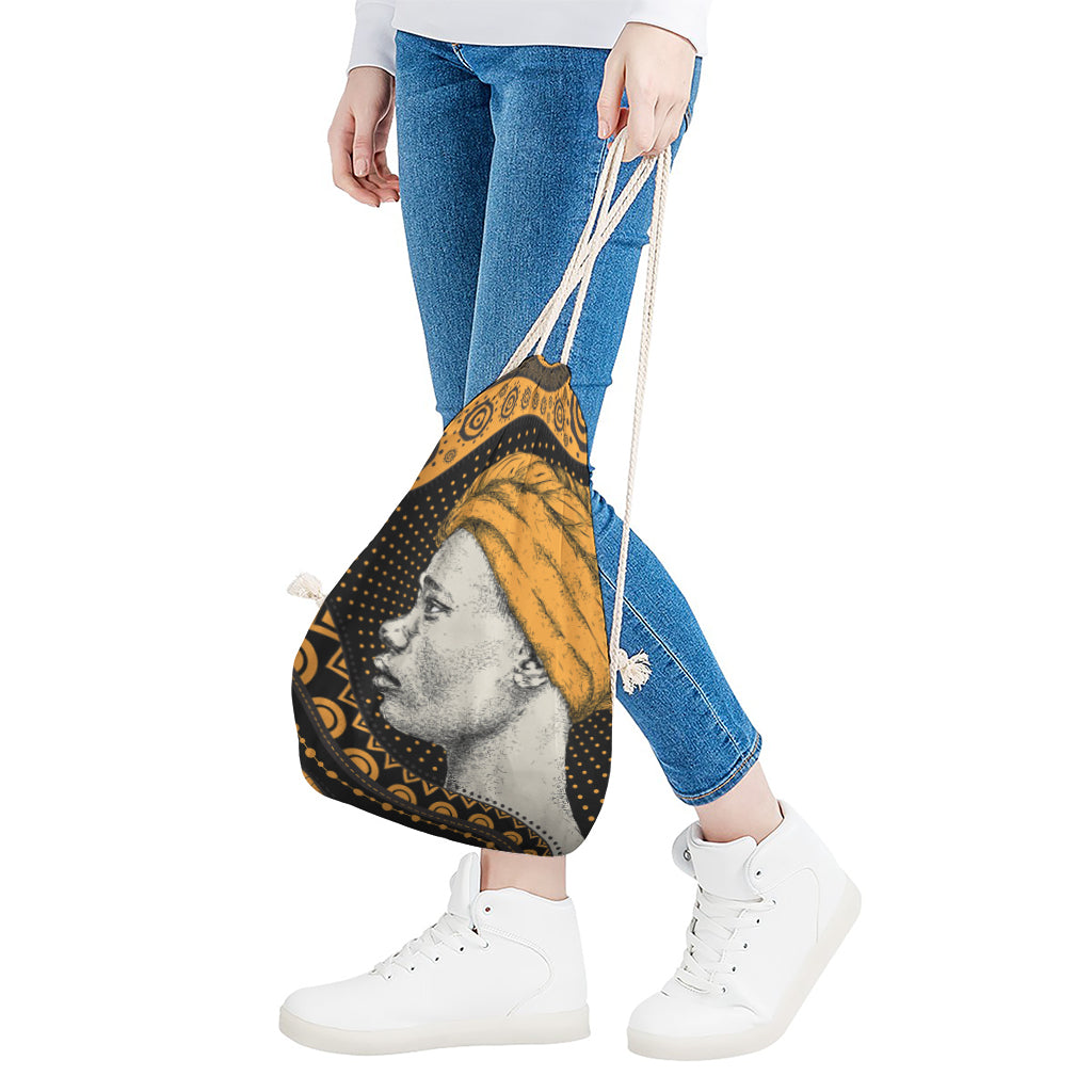 Tribal African Girl Print Drawstring Bag
