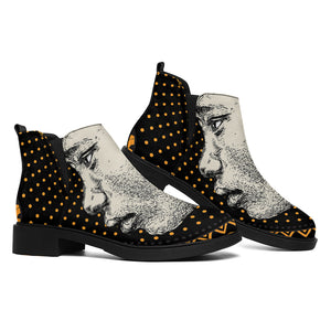 Tribal African Girl Print Flat Ankle Boots