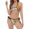 Tribal African Girl Print Halter Scoop Tie Side Bikini