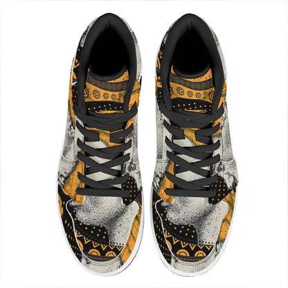 Tribal African Girl Print High Top Leather Sneakers
