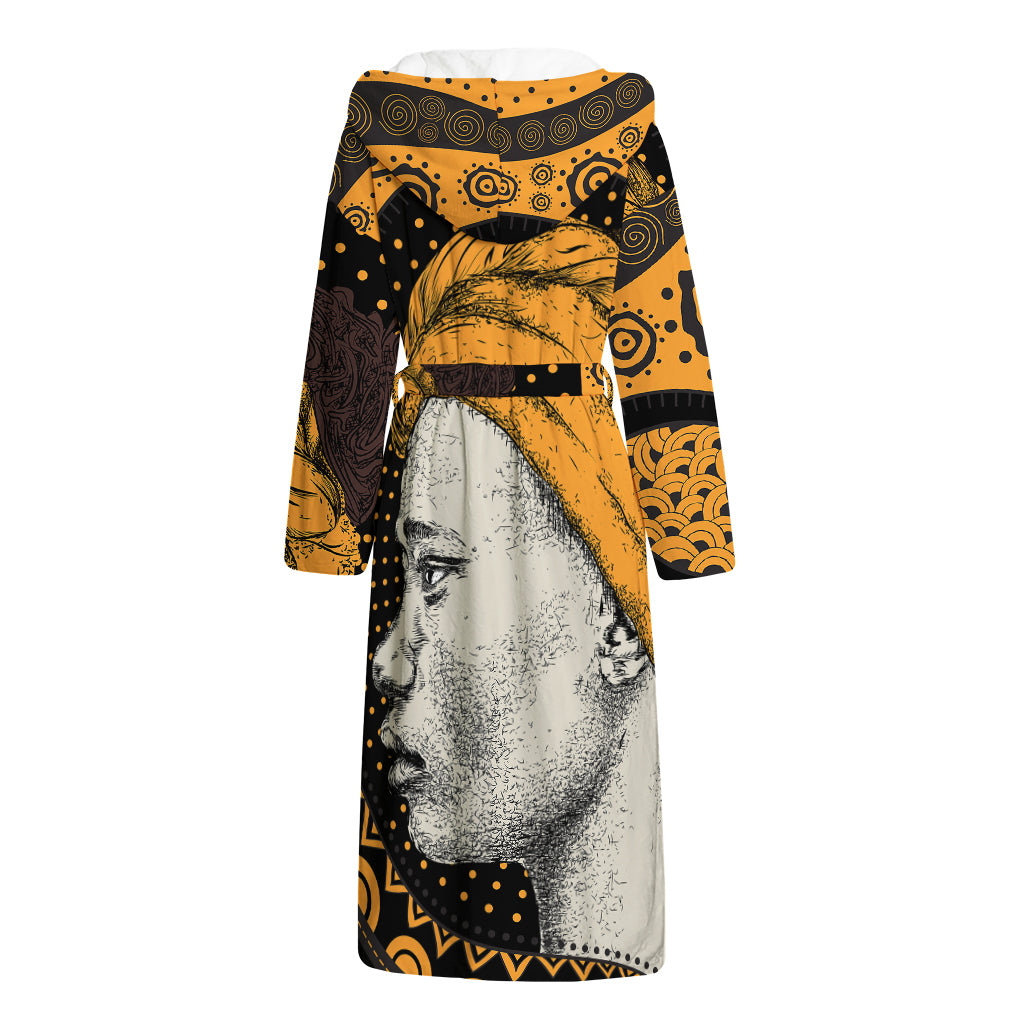 Tribal African Girl Print Hooded Bathrobe