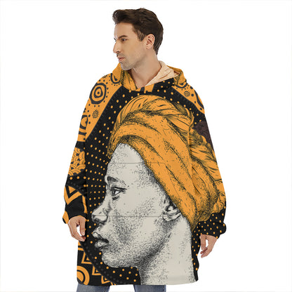 Tribal African Girl Print Hoodie Blanket