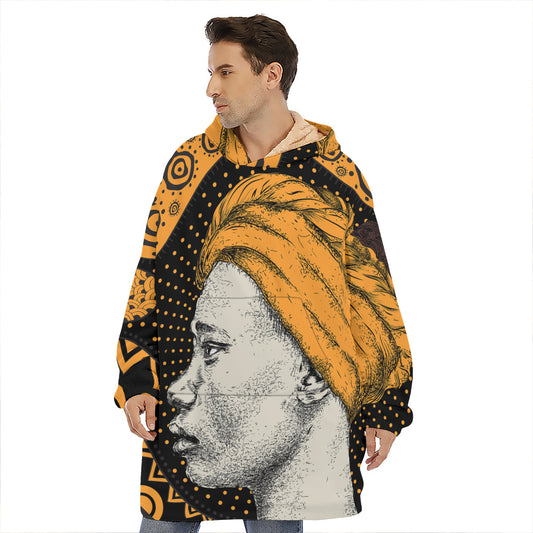 Tribal African Girl Print Hoodie Blanket