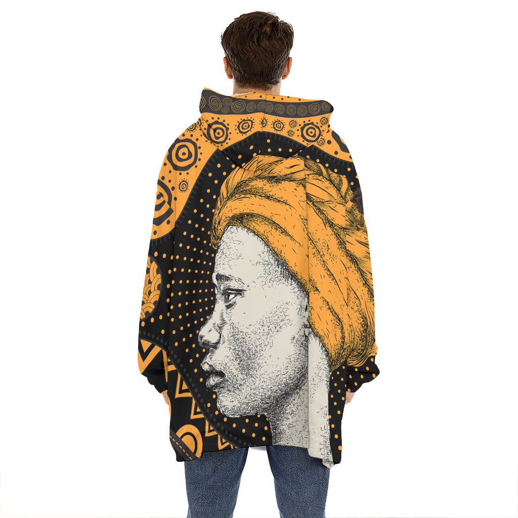 Tribal African Girl Print Hoodie Blanket