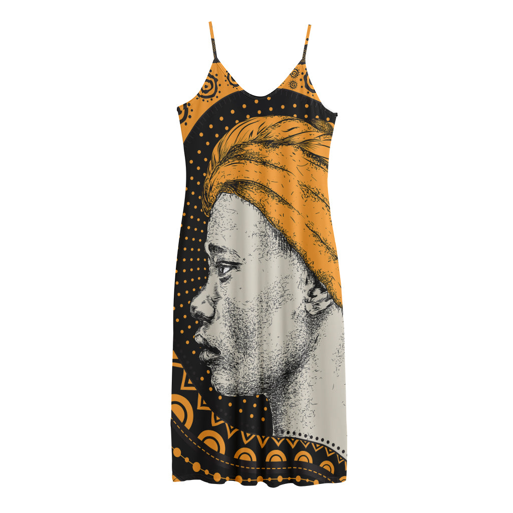 Tribal African Girl Print Jersey Midi Cami Dress