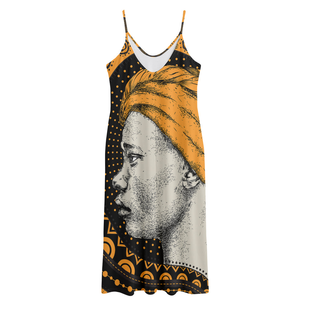 Tribal African Girl Print Jersey Midi Cami Dress