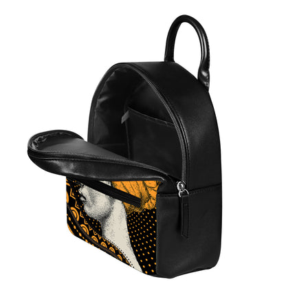 Tribal African Girl Print Leather Backpack